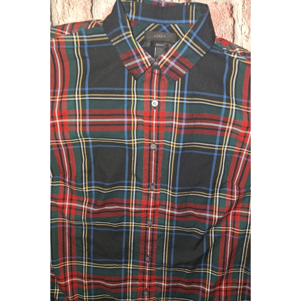 J Crew Perfect Shirt in Stewart Tartan Cotton Poplin - Picture 7 of 11